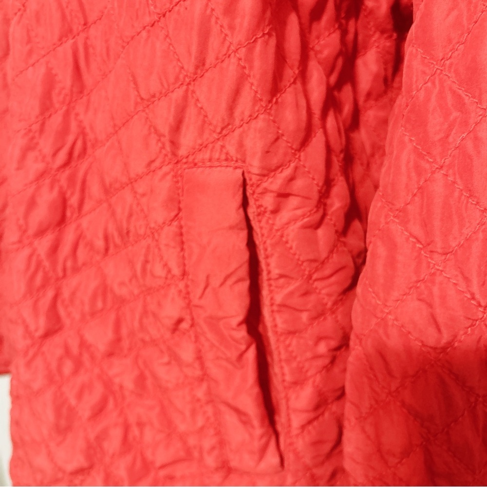 Debra deRoo 100% Silk Red Quilted Zip Jacket Cuffed Sleeves Pockets Size Large - Picture 5 of 11